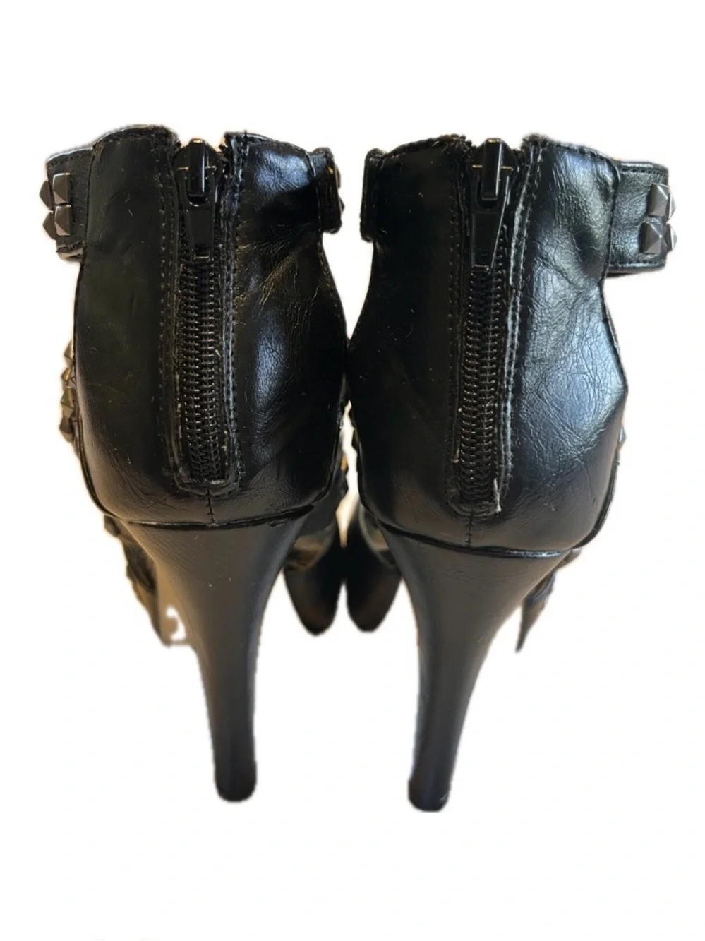 Madden Girl “Punkky” Black Studded Strappy High Heel Sandals